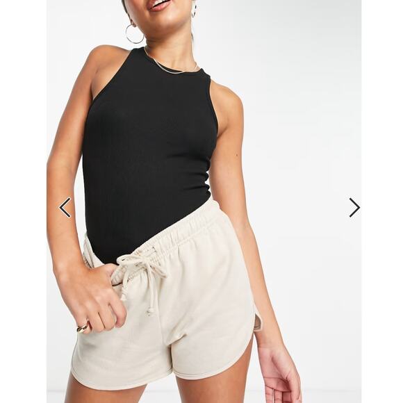 NWT Topshop 90s jersey runner short in stone M - Picture 1 of 10